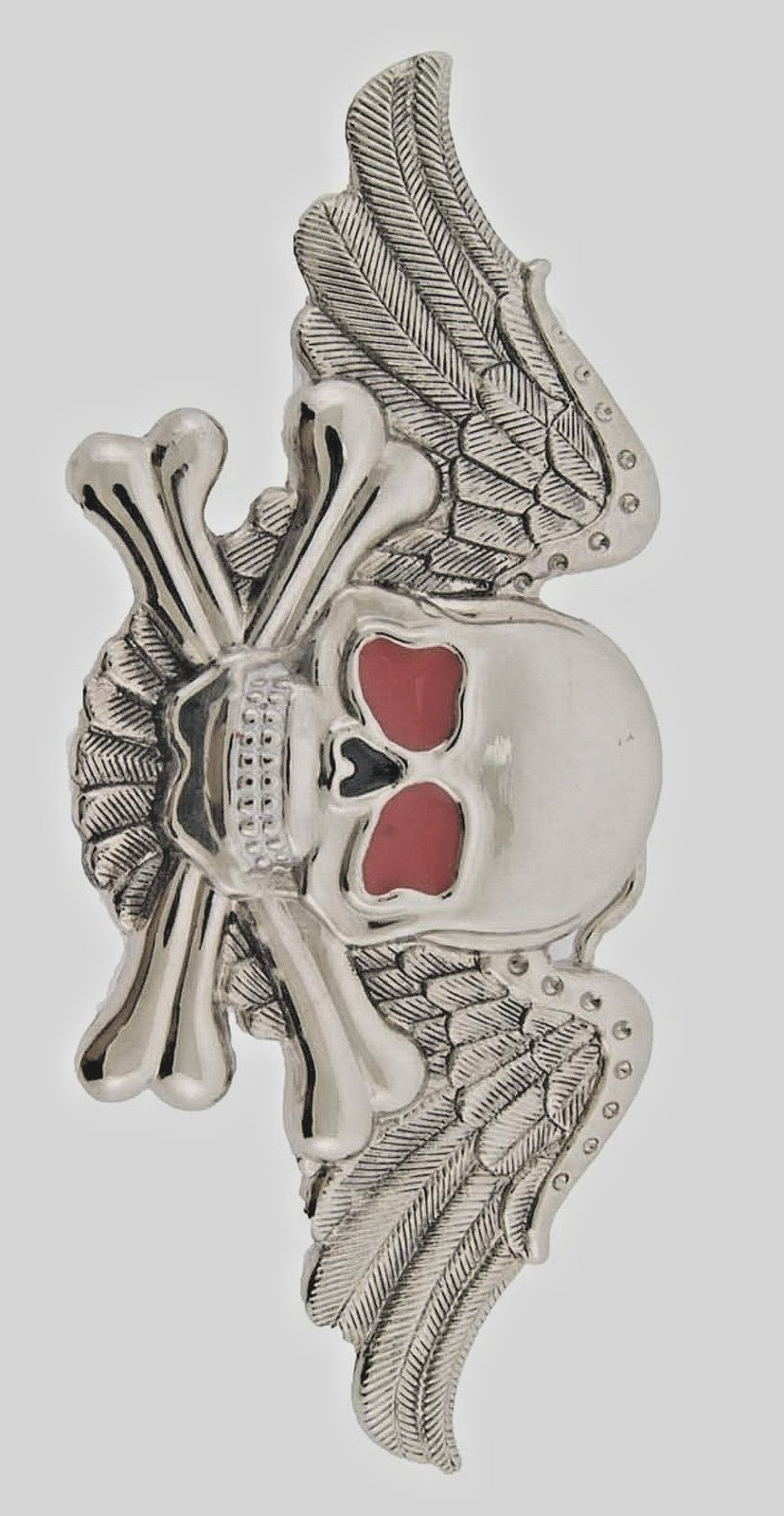 Skull Belt Buckle Skeleton Feather Silver Metal Halloween Pirate Costume Cosplay