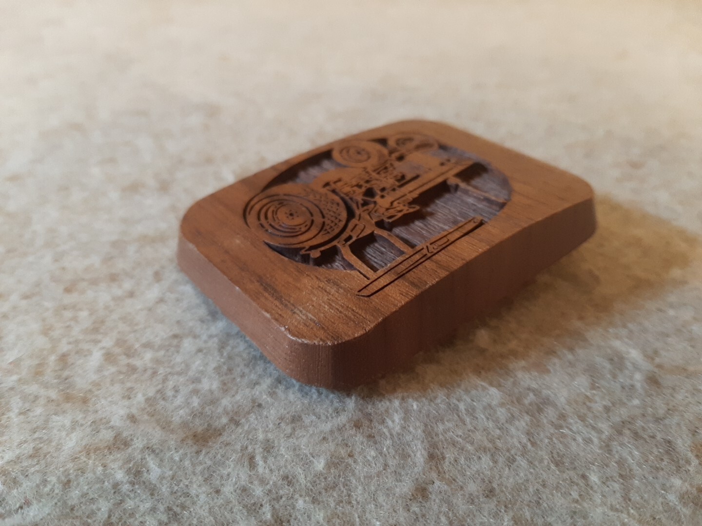 1977 Lasercraft Laser Engraved Wood Belt Buckle Agriculture Farm Tractor