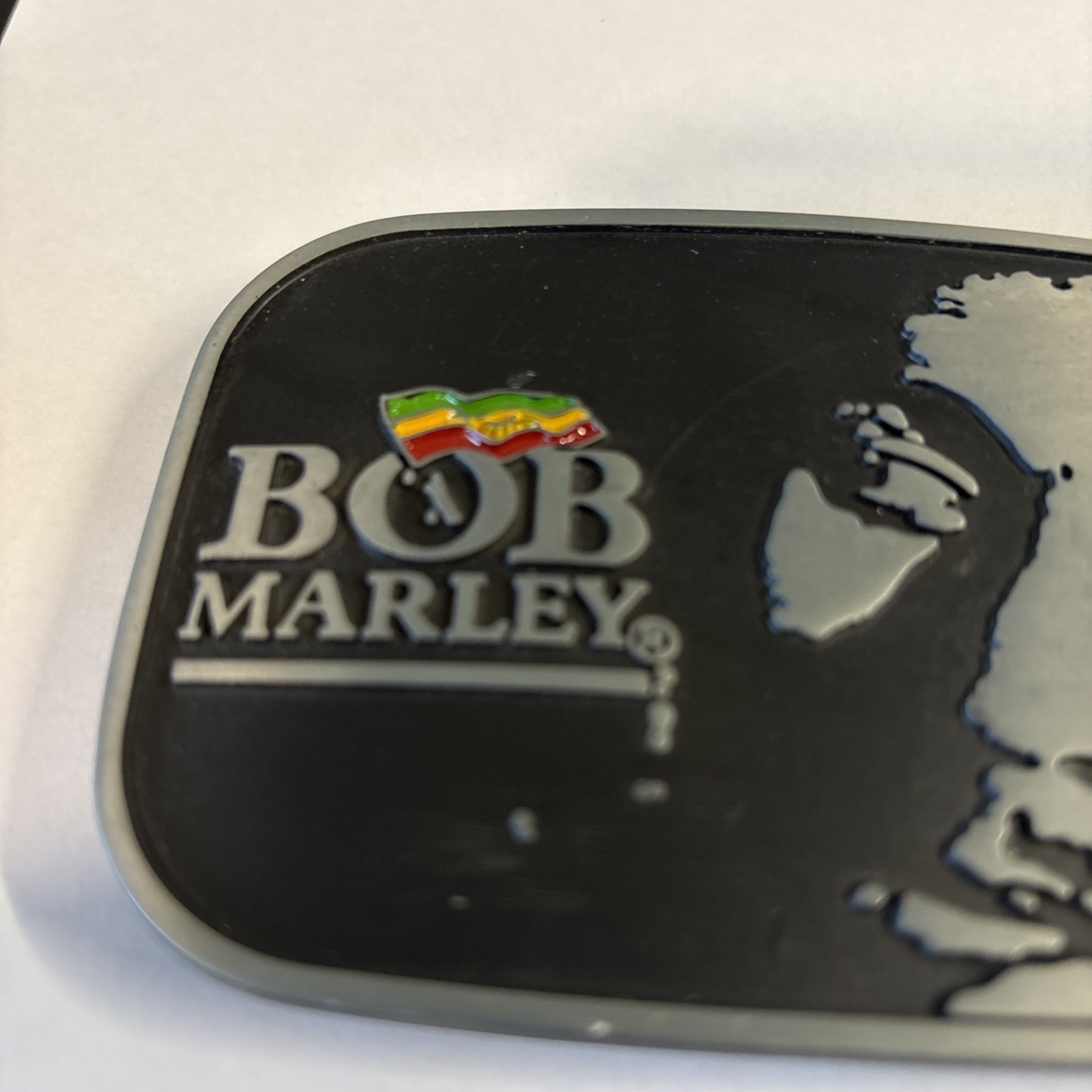 Bob Marley Belt Buckle 3&Prime; x 4.5&Prime; Jamaica Flag Image Reggae Music Collectible