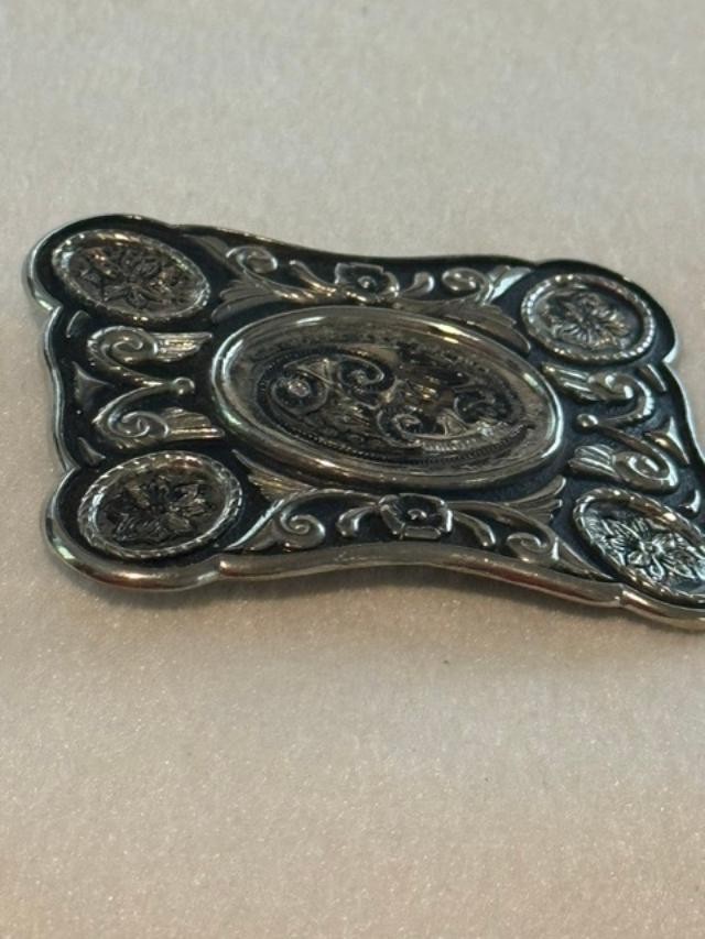 Silver Tone Floral Western Belt Buckle Vintage Style 3.25×2.5