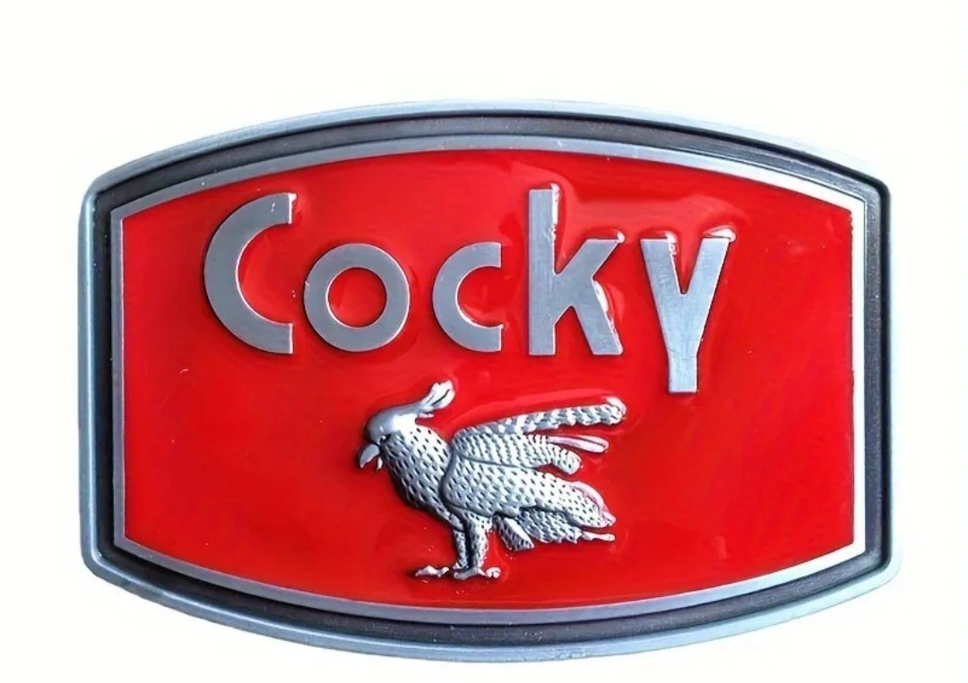 Red Silver cocky Bird Metal Belt Buckle Oval 8.7cm