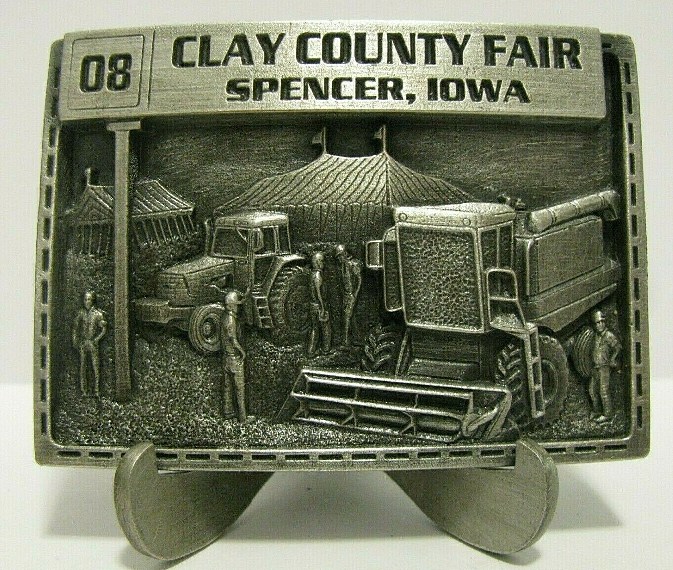Clay County Fair Spencer Iowa 2008 Tractor Combine Machinery Belt Buckle Ltd Ed
