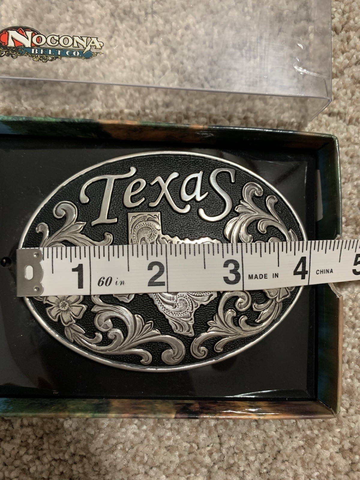NOCONA Western Oval Belt Buckle TEXAS Floral 37674 Crumrine Rodeo New NWT
