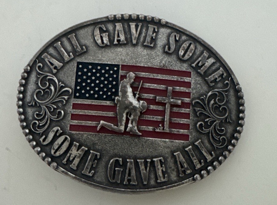 Silver Belt Buckle Cody James Men&rsquo;s Flag Patriotic Military Memorial Oval Large