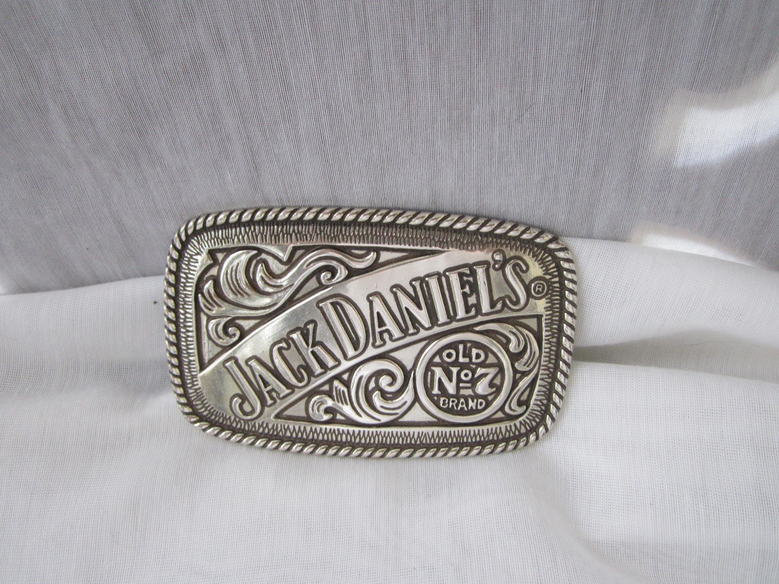 Jack Daniels Belt Buckle Silver Tone Old No. 7 Brand 2005