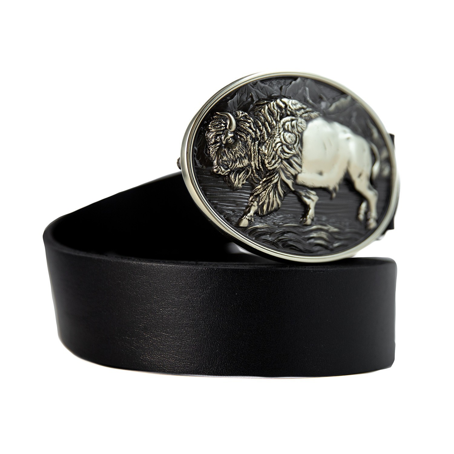 German silver American Bison Buffalo Buckle, Western American cowboy style, Wild