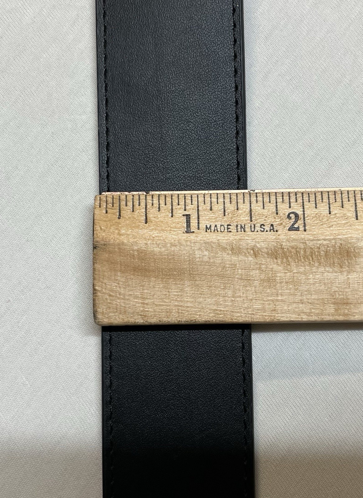 Patriotic Buckle & Black Bonded Leather Belt Sz 44 God Bless America Eagle Flag
