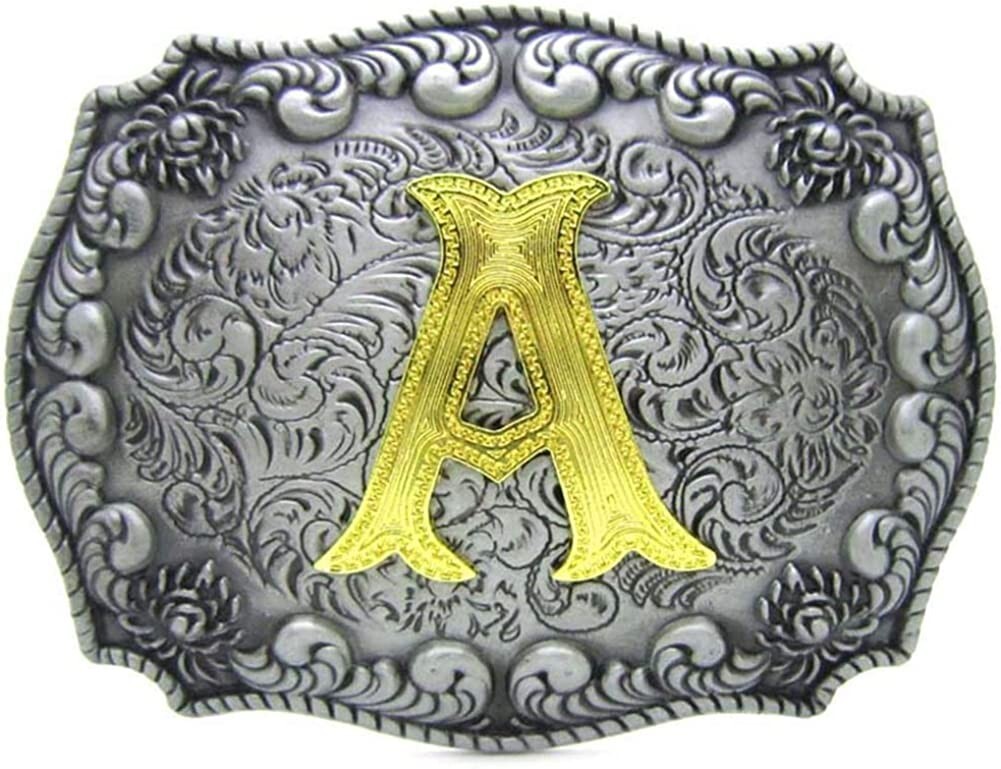 Initial Letters ABCDJST to Z Cowboy Rodeo Large Gold Silver Unisex Belt Buckles