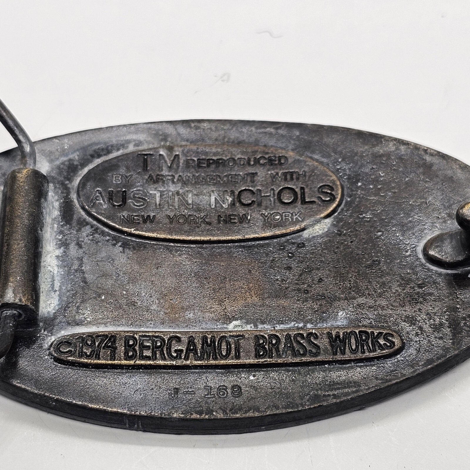 Vintage 1974 Wild Turkey Bergamot Brass Works Austin Nichols Bourbon Belt Buckle