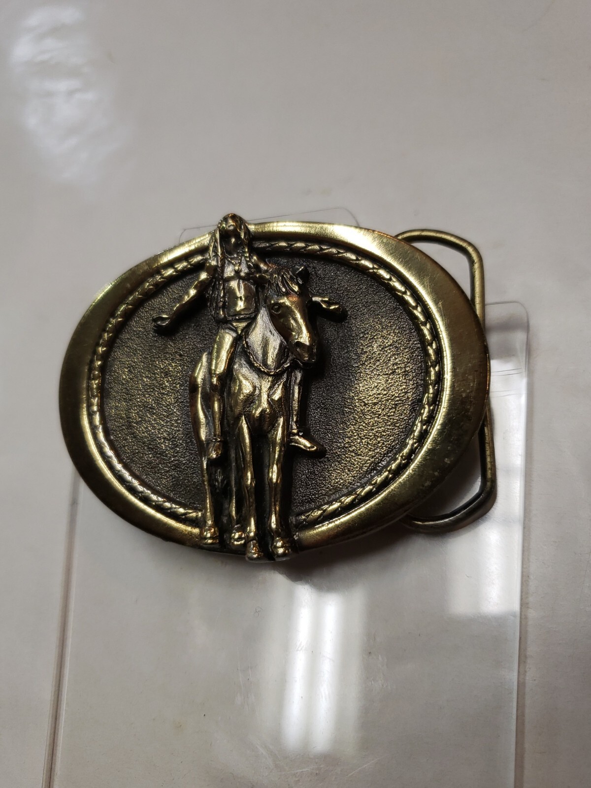 1982 Native American Indian on Horse Great American Belt Buckle Co #353 NOS