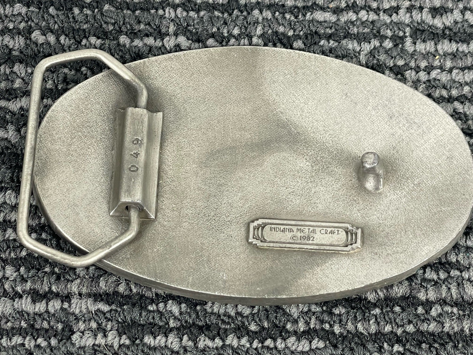 🔥 Vintage Silver Tone Metal Green Enamel Trucker Semi Western Belt Buckle 1982