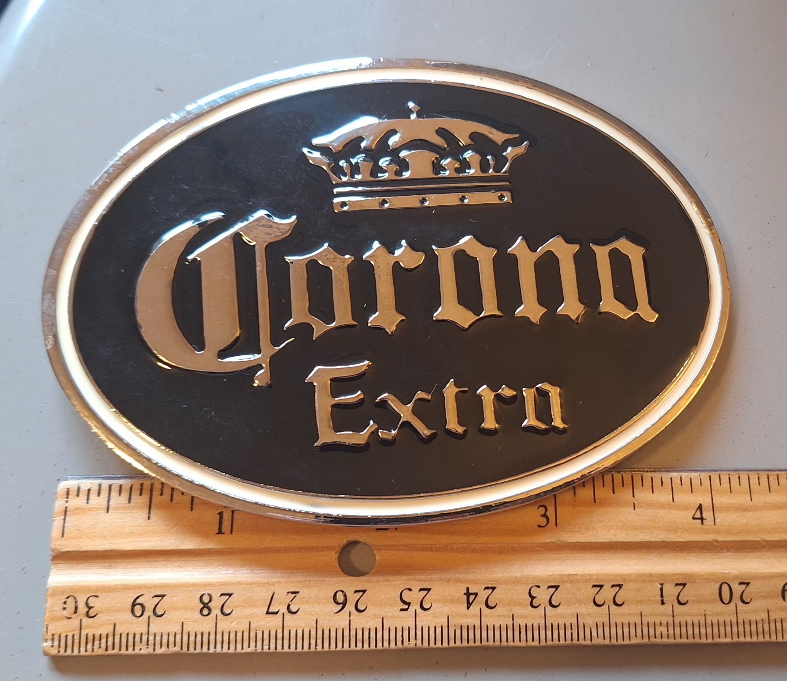 Corona Belt Buckle with Bottle Opener On Reverse – Black Enameled