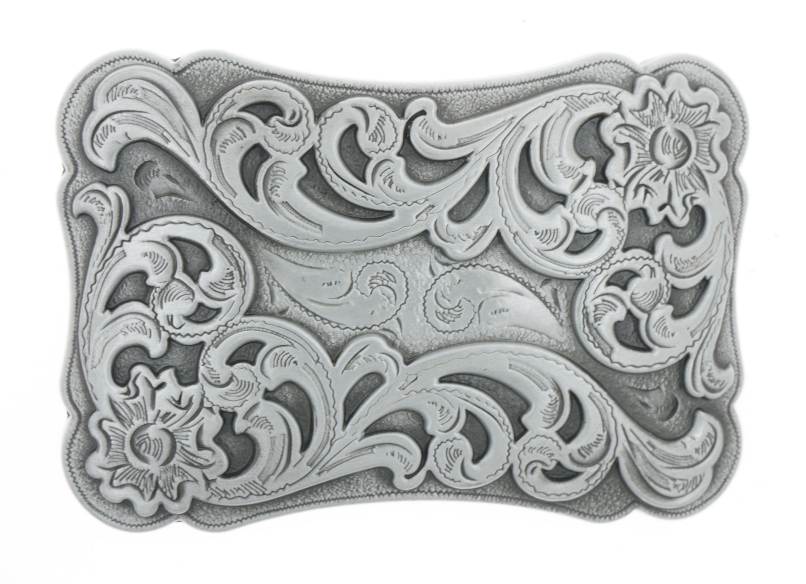 Western Floral Flower Pattern Small Recactangle Metal Belt Buckle