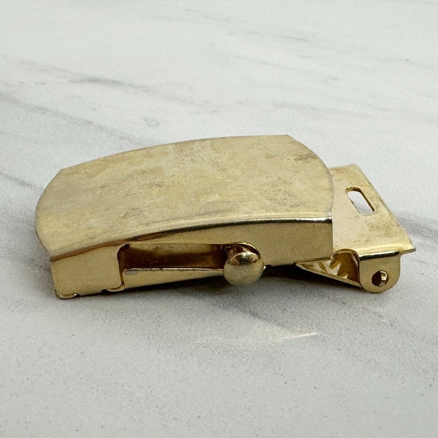 Vanguard Vintage Military Web Clamp Belt Buckle Gold Tone Made in USA Signed