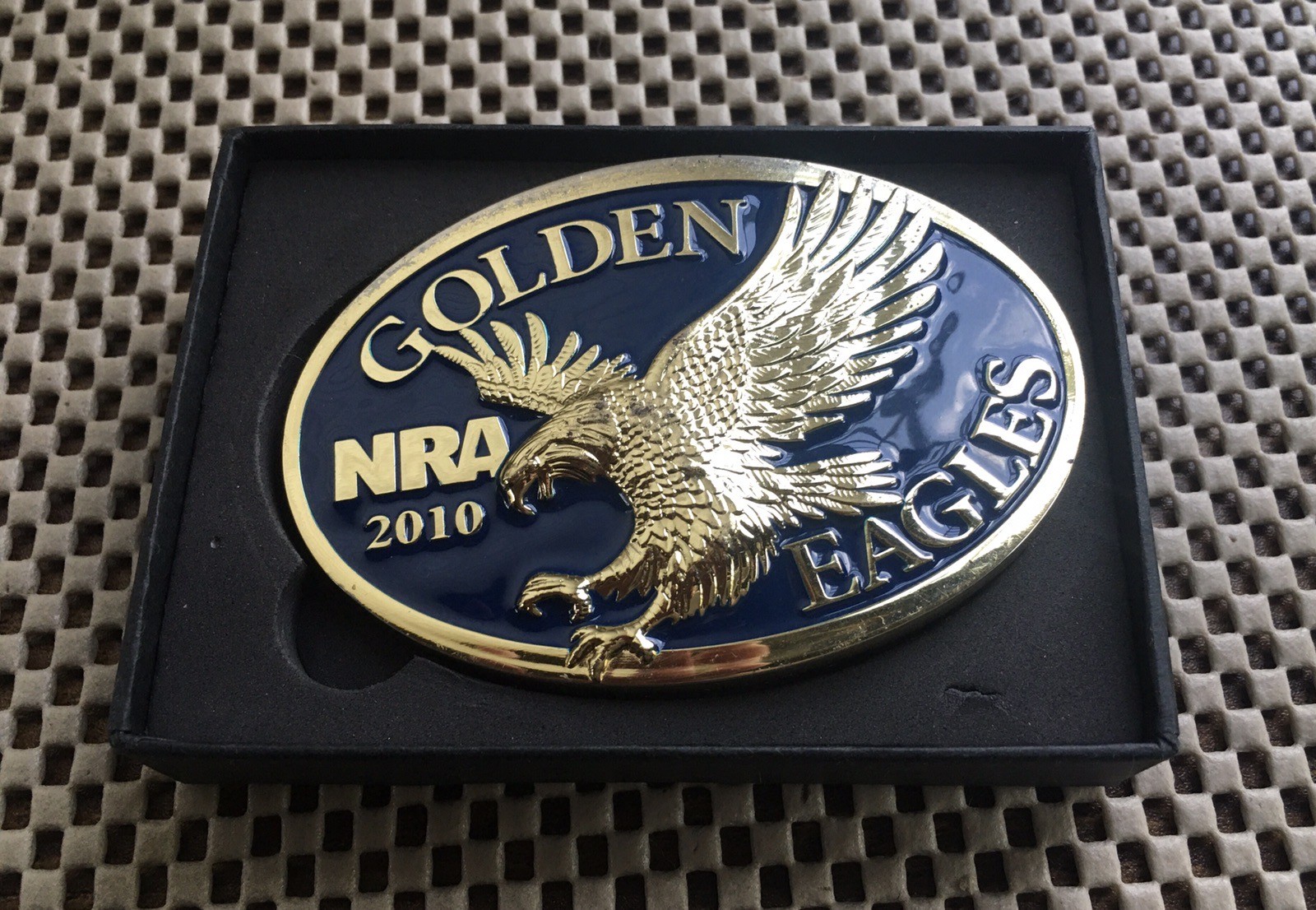 Vintage NRA Belt Buckle Golden Eagles 2010 w/Box-National Rifle Association
