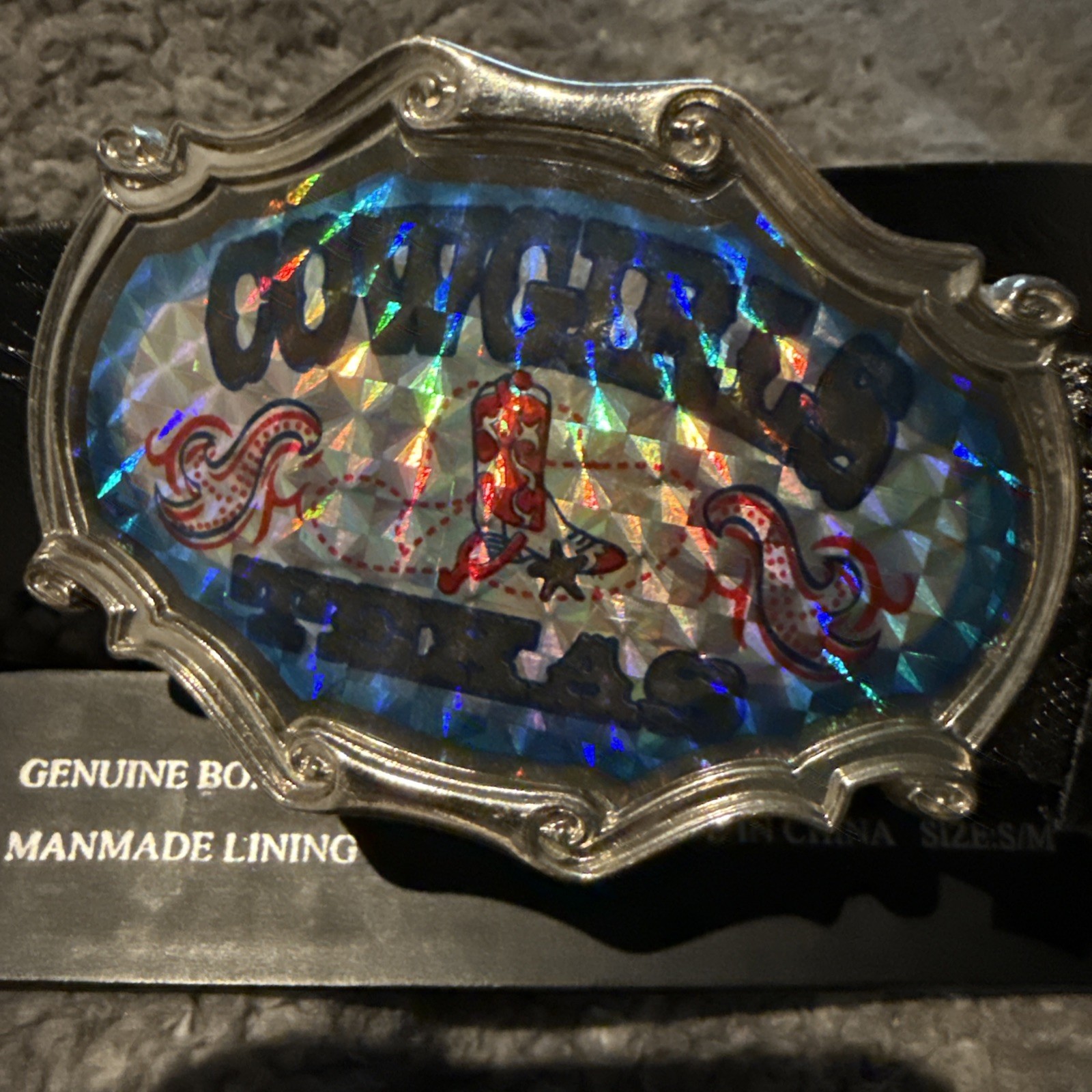 Texas Cowgirl Women&rsquo;s Holographic Western Belt & Buckle Rodeo Sm/Med