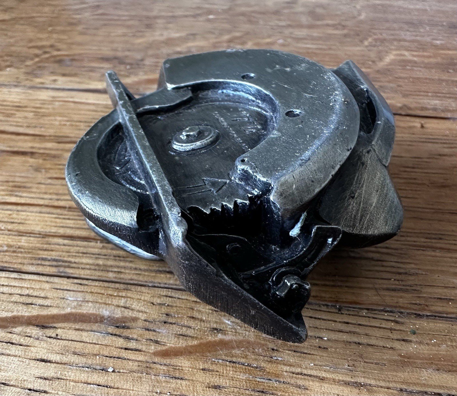 Vintage 1979 Bergamot 2.5&Prime; x 2.5&Prime; Circular Saw Tool Brass Works Shop Belt Buckle