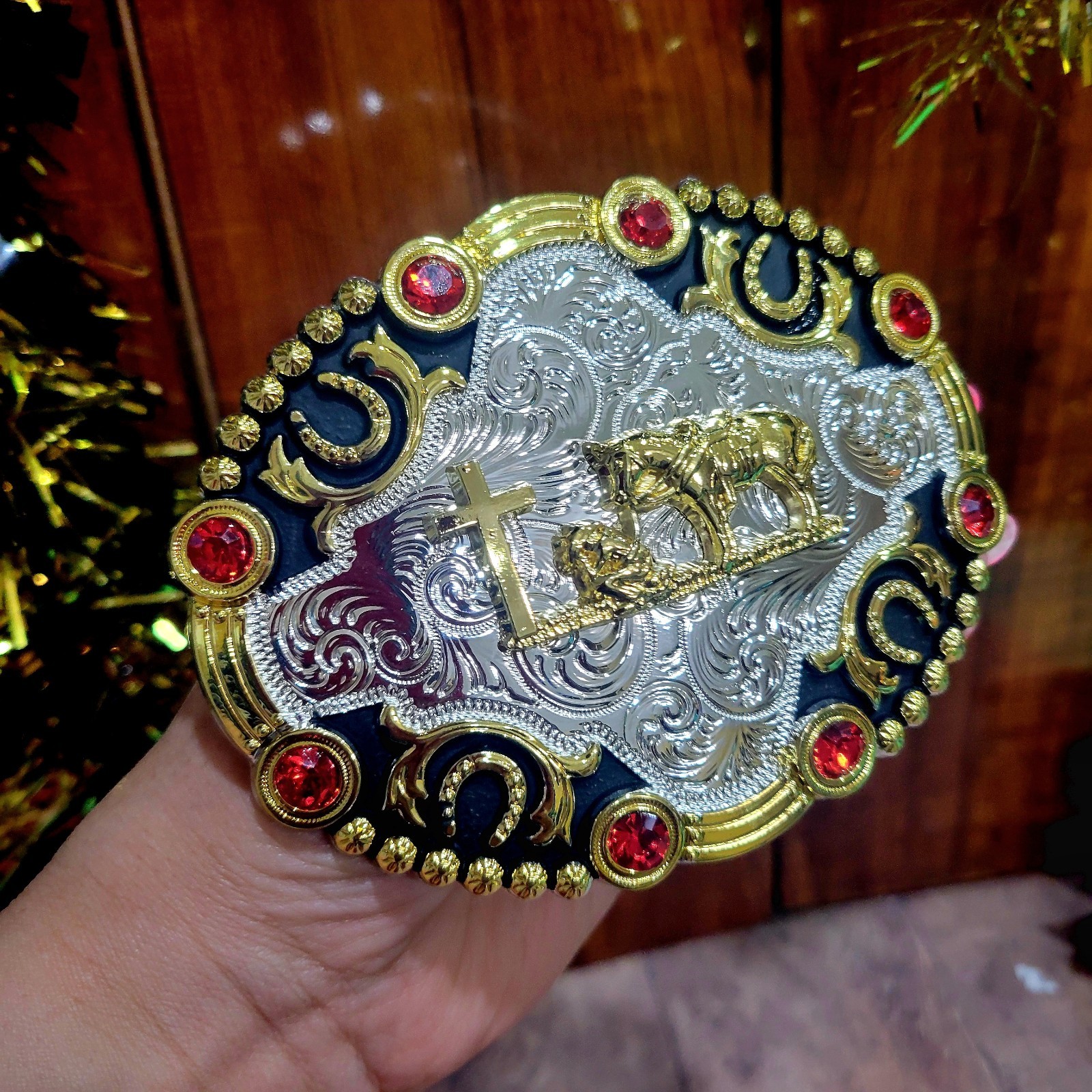 Praying Cowboy belt buckle Western Horse Cross Rodeo Zinc alloy colorful