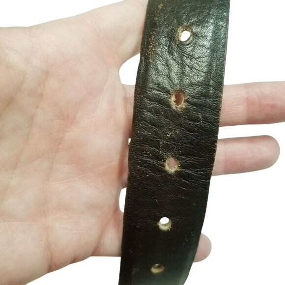 Vintage Lejon Glove Leather Belt Size 36 Brown Gold Buckle Square Pin Closure