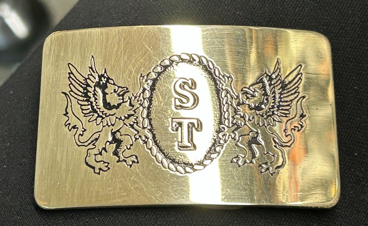 Dragon Brass Belt Buckle Western Cowboy With Initials ST Engraved
