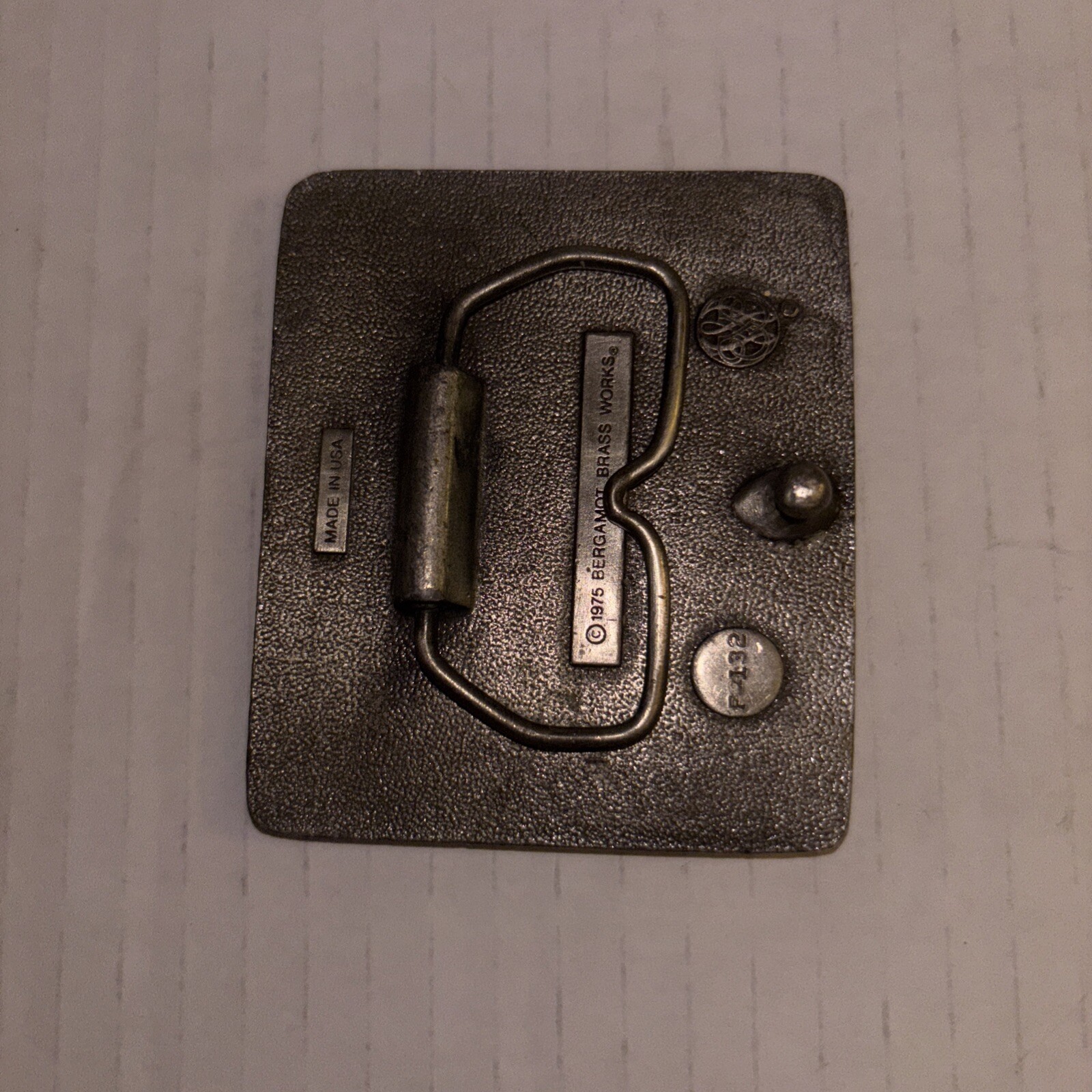 V1975 Bergamont Brass & Enamel Works Civil War Cannon Buckle F132 Made in USA