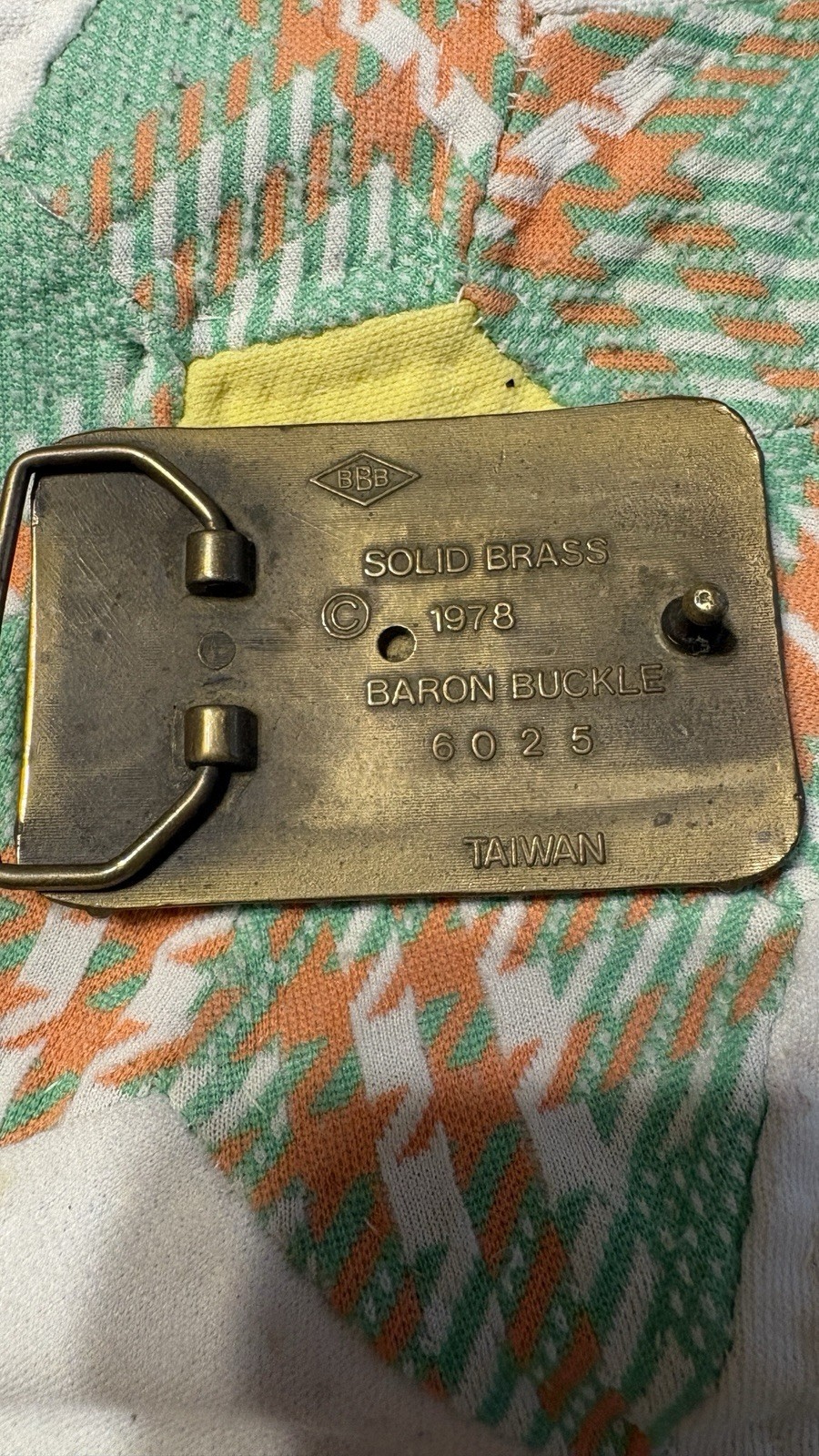 Baron Buckle Solid Brass Plumber Belt Buckle Antique Finish 1978 MPN 6025