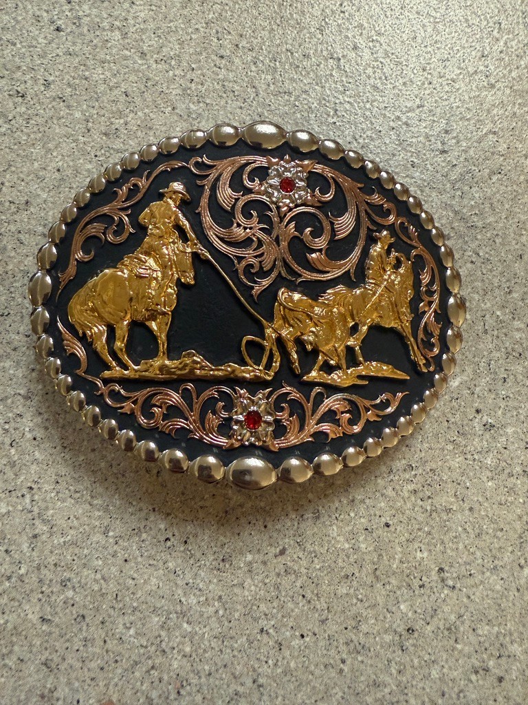 Montana Silversmiths Tri-Color Team Ropers Traditional Attitude Buckle