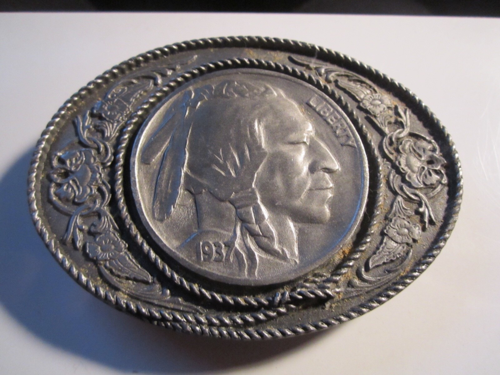 FAUX LIBERTY NICKEL 1937 THEME BELT BUCKLE – GW-13