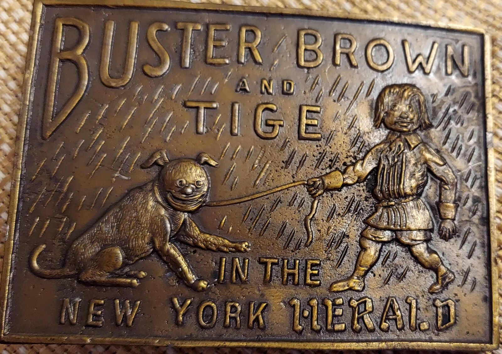 Buster Brown and Tige in the New York Herald Vintage Buckle. 1970&rsquo;s?