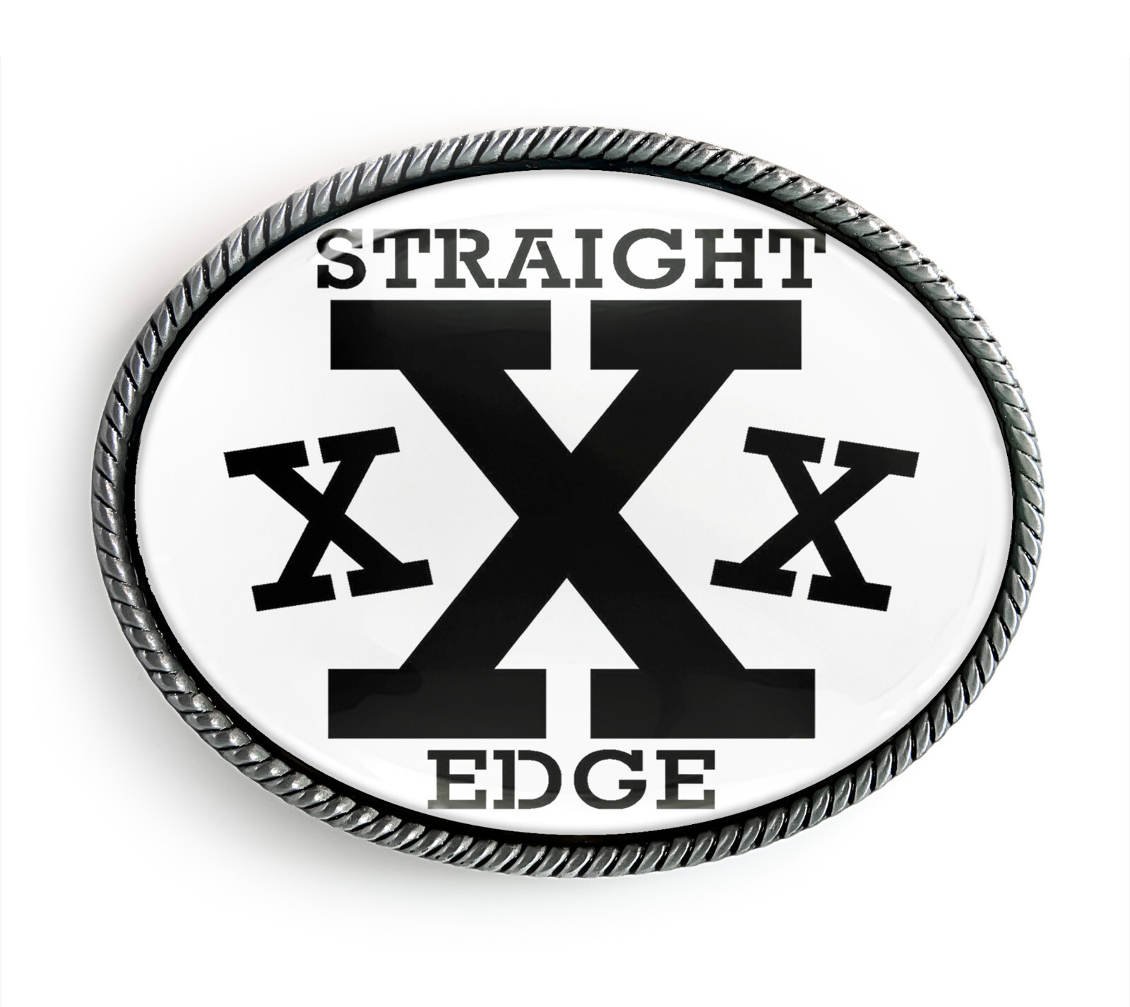Straight Edge Belt Buckle – B&W Hardcore Punk XXX Belt Buckle – 281