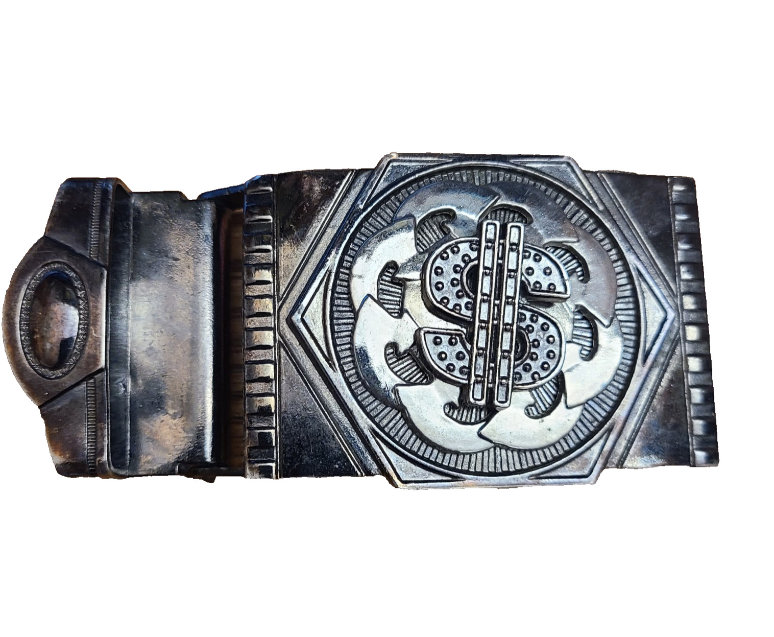 Silver Tone Dollar Sign Belt Buckle Spinner Spinning for 1.5&Prime; Belt