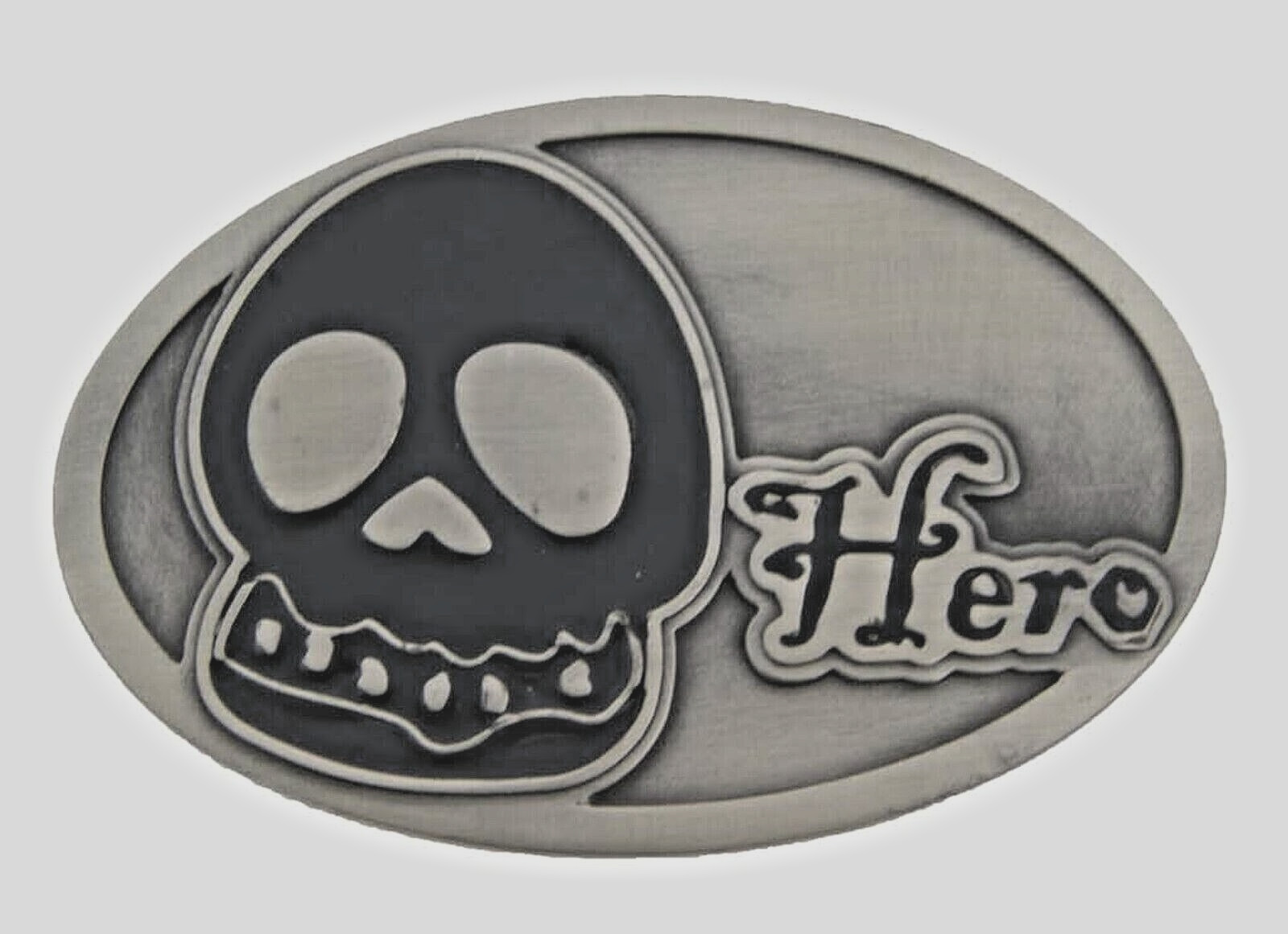 Skull Belt Buckles Gray Metal Vintage Antiqued Halloween Party Costume Skeleton