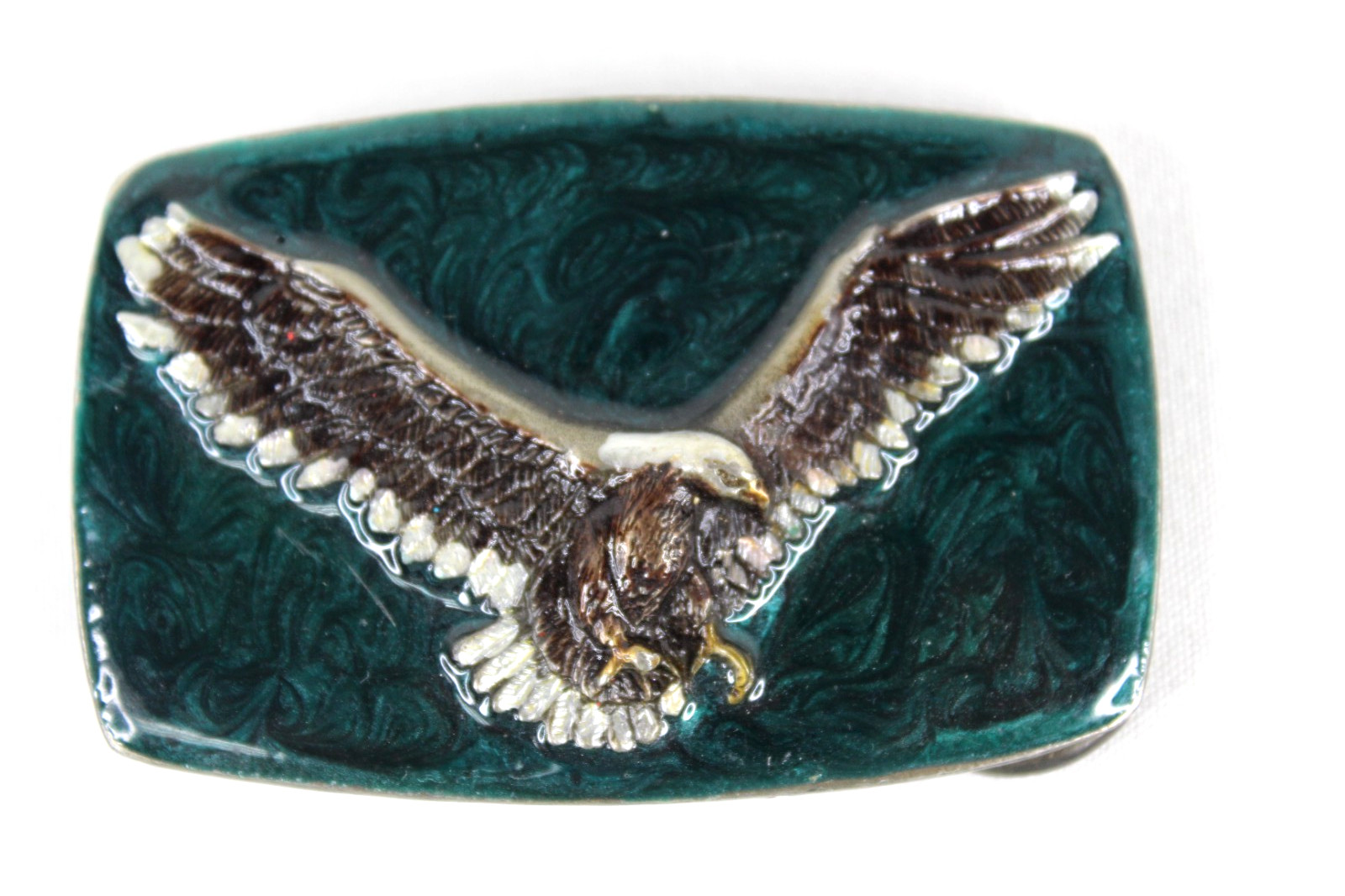 1978 Great American Belt Buckle Company H504 Embossed Eagle w/Green Background