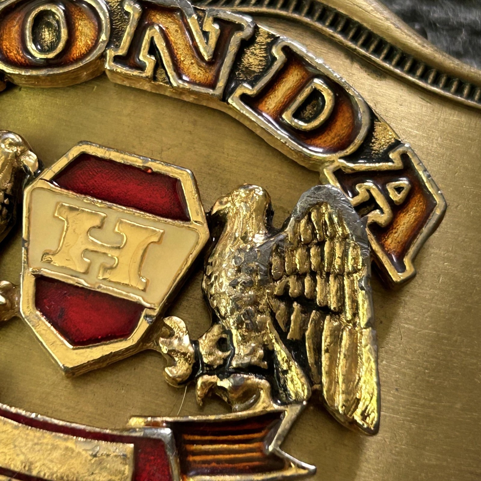 Vintage Honda Belt Buckle Mens Gold Western Eagle Logo Rectangular 1978