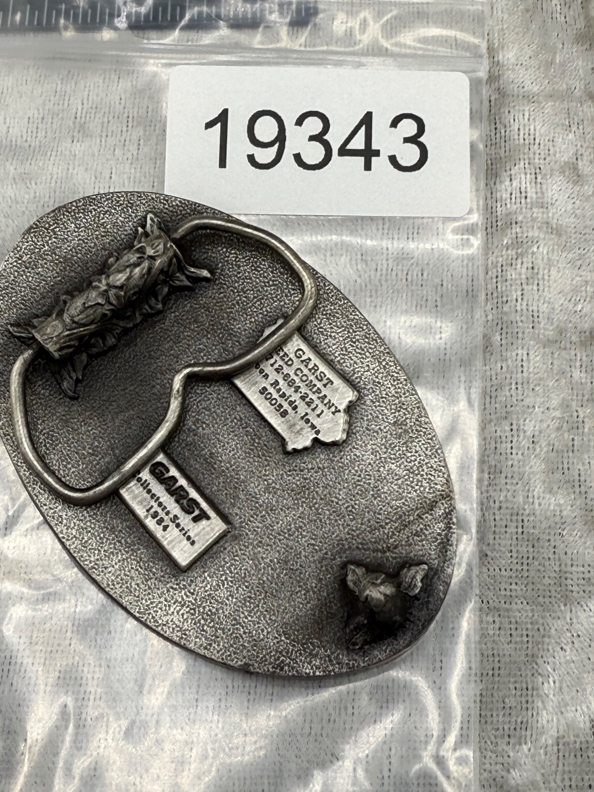 Vintage Garst Seed Company Buckle Silver Tone Farm Corn