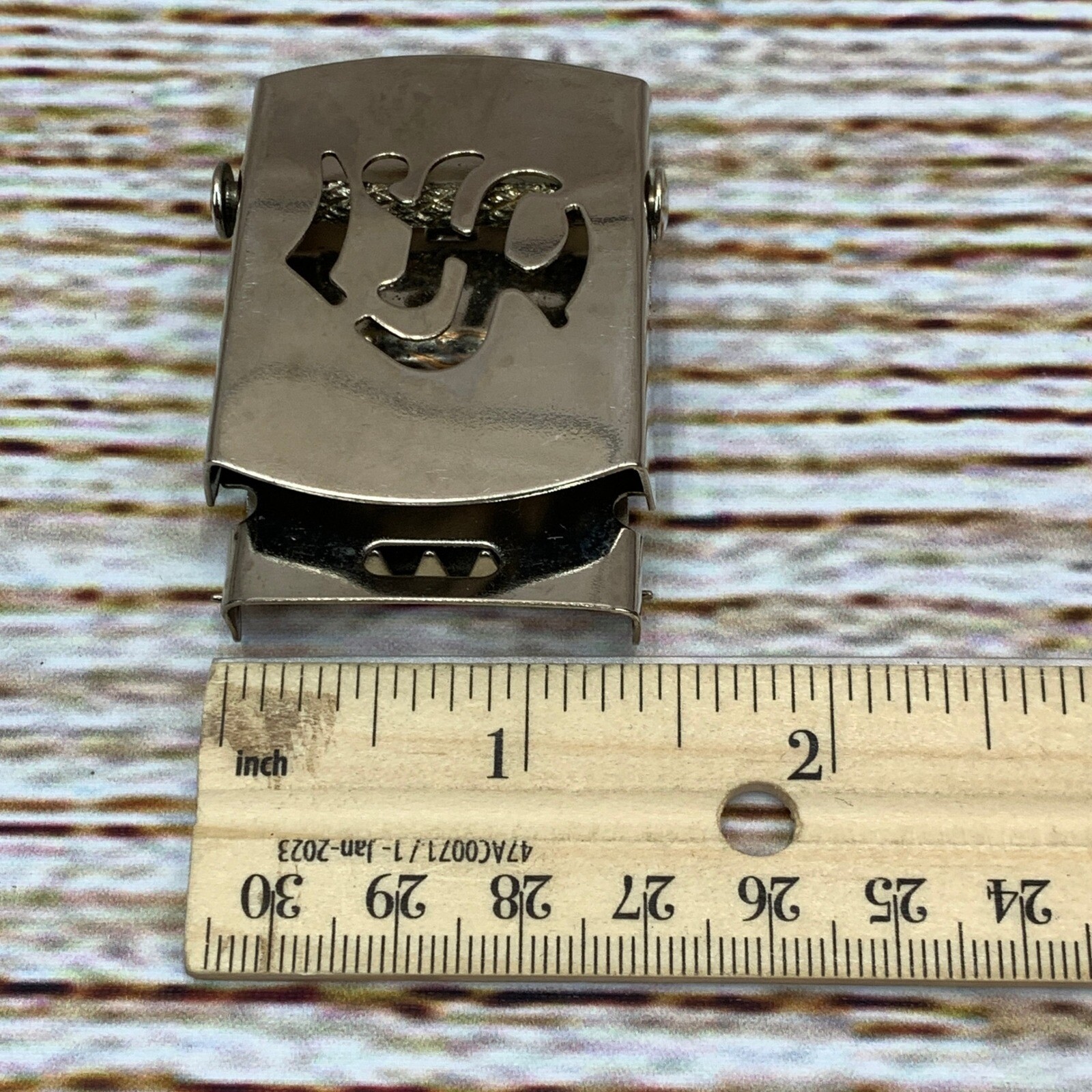 Initial Belt Buckle Silver Tone Calligraphy Letter Cutout Design