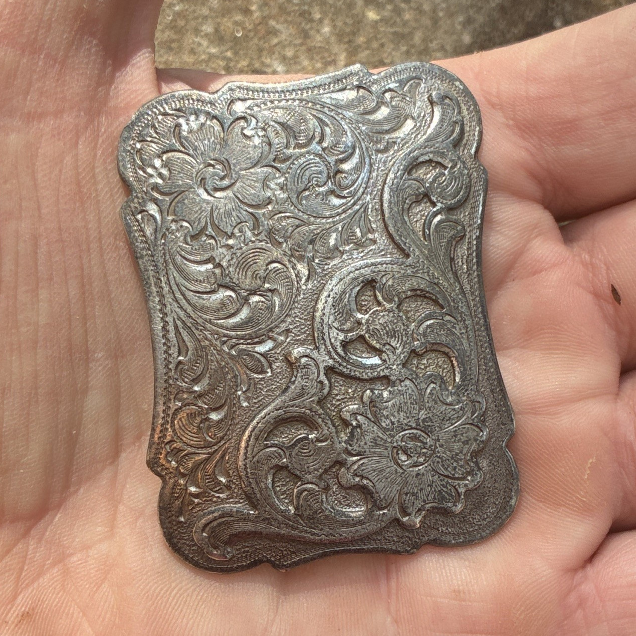 Western Engraved Floral Silver-Tone Metal Buckle, Antique Finish, Fits 1&Prime; Belt