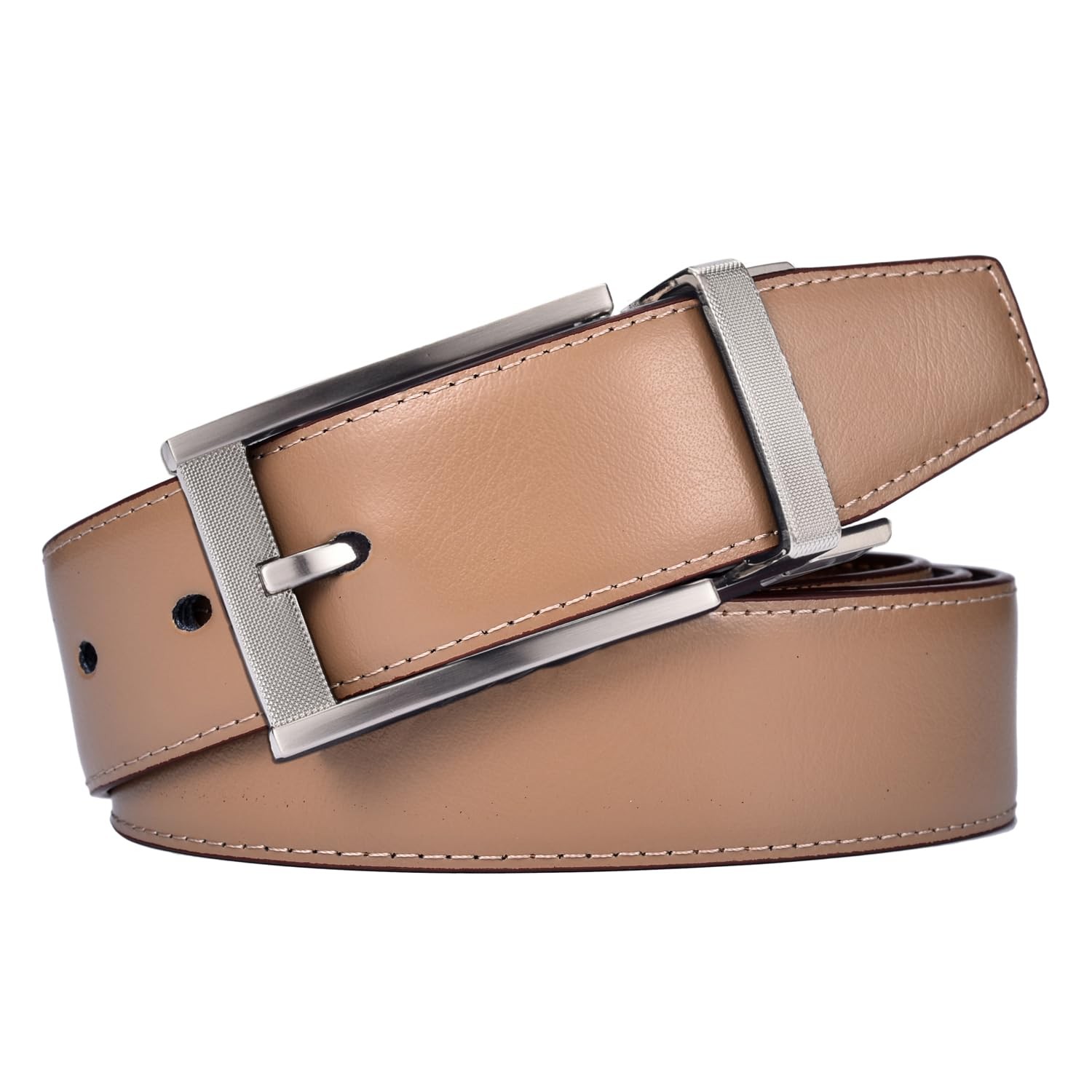 beltox fine Men Belt Genuine Leather with Anti-scratch Buckle 34-36, Brown