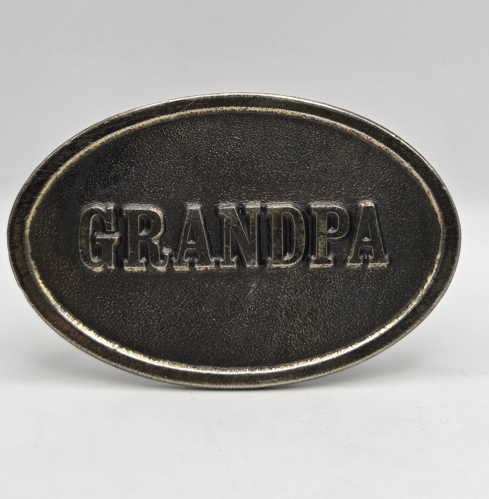 Vintage Grandpa Belt Buckle The Great American Buckle Co. Brass Tone Oval