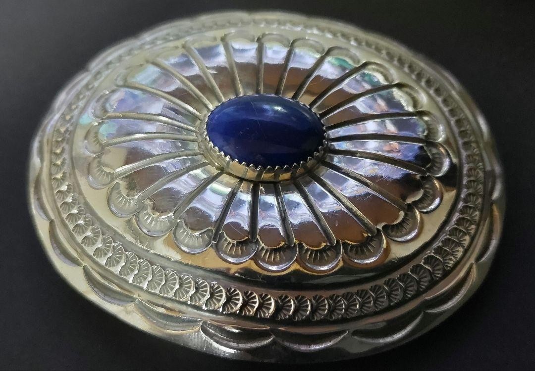 NAVAJO Natural Stone Indian Jewelry Lapis Lazuli Silver Rare Buckle Japan JP