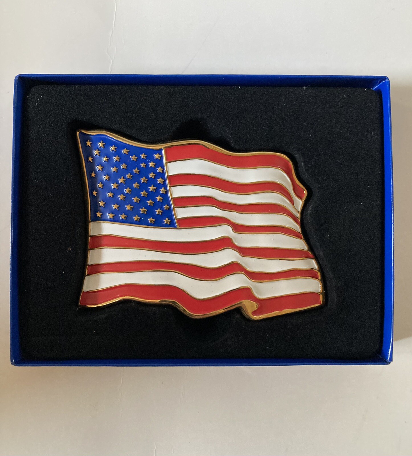 Belt Buckle American Flying USA Flag Men&rsquo;s Gold-Tone NIB