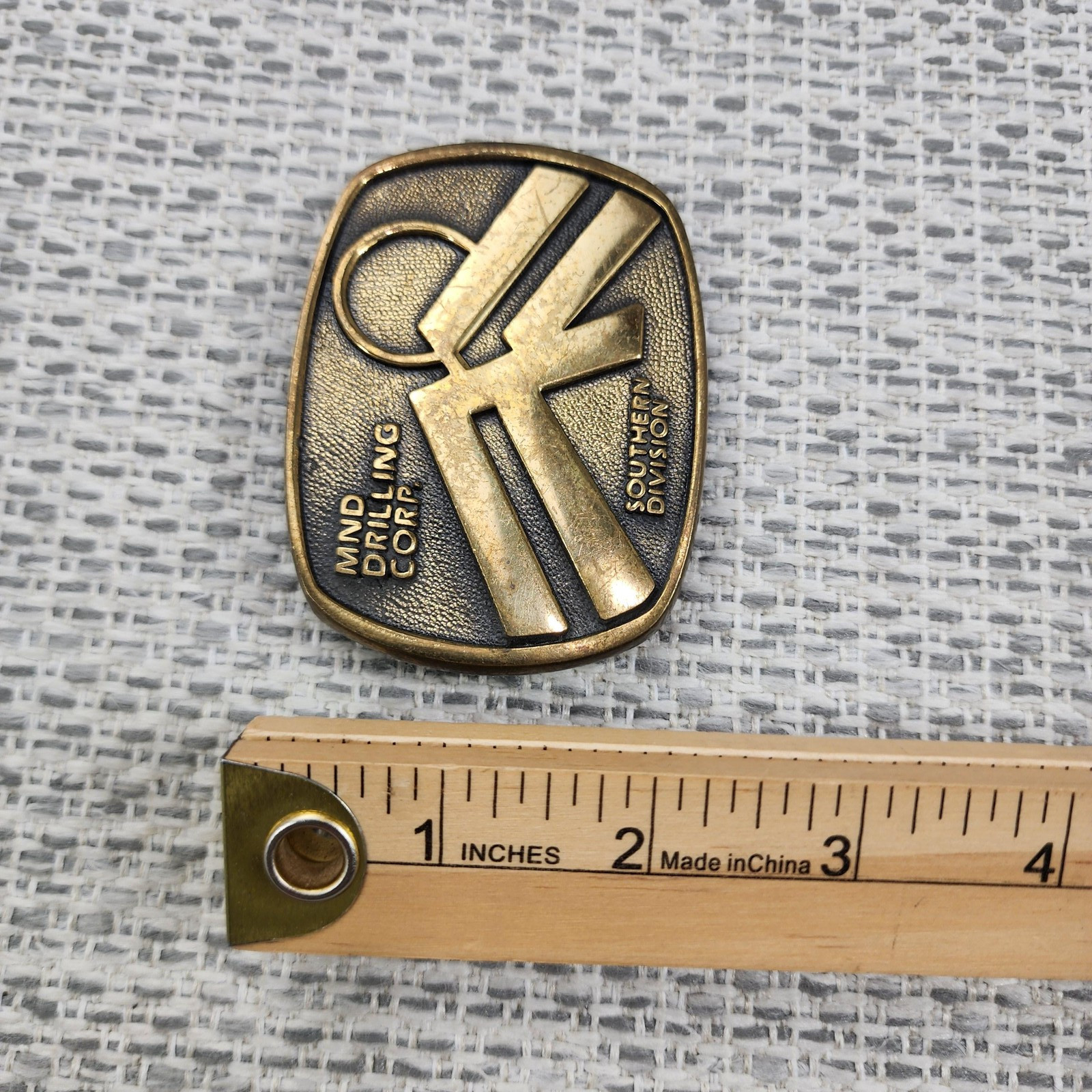 MND Drilling Corp Southern Division Belt Buckle Brass Magnolia Texas Oilfield
