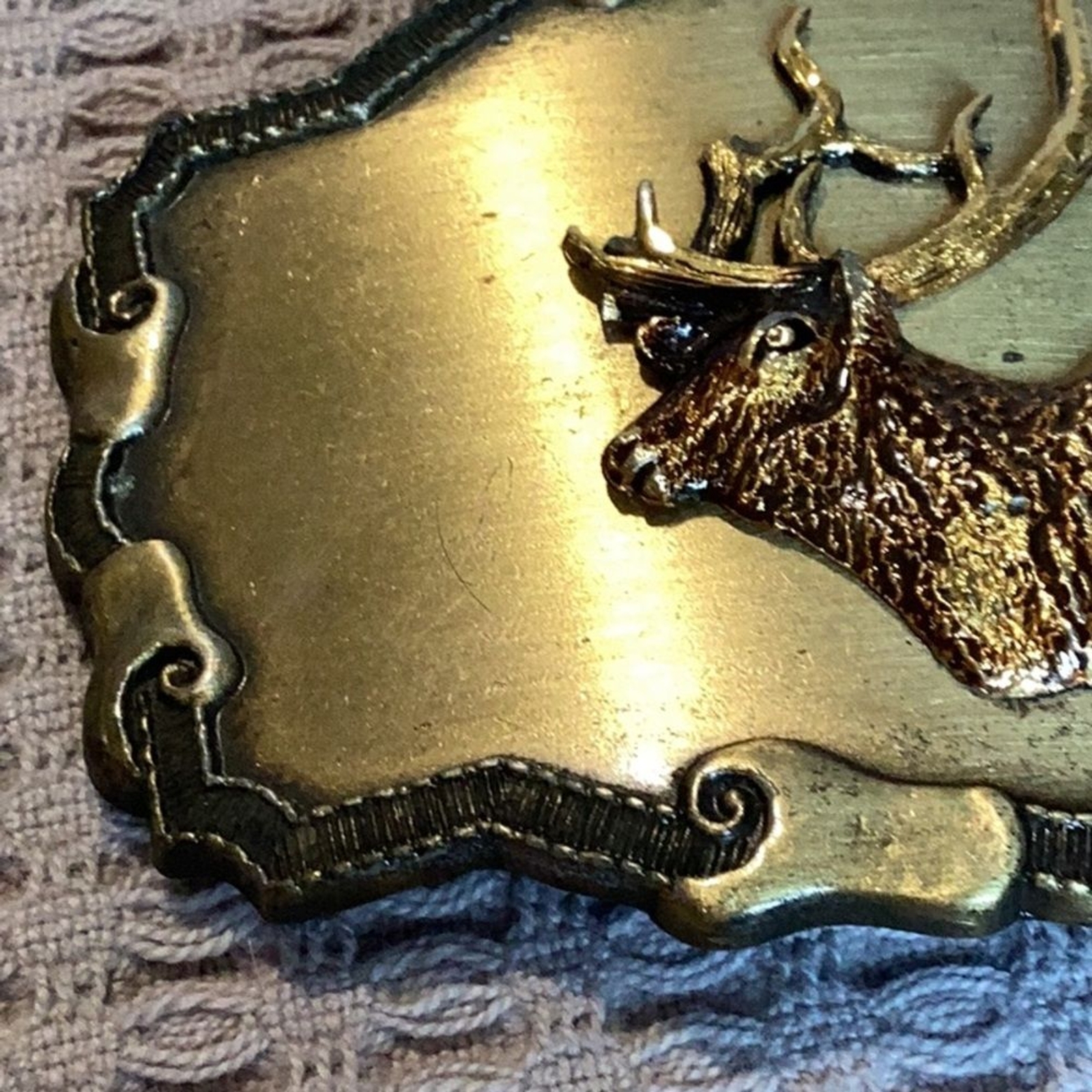 Elk Mule Deer Head Raintree Buckle & Jewelry Inc Brass Belt Buckle Hunting Theme
