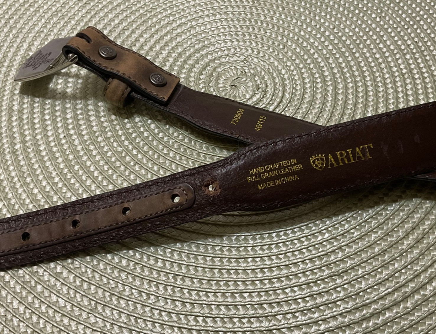 VTG Ariat Limited Edition Original Master Buckle Belt Mens 46 Brown Leather 2007