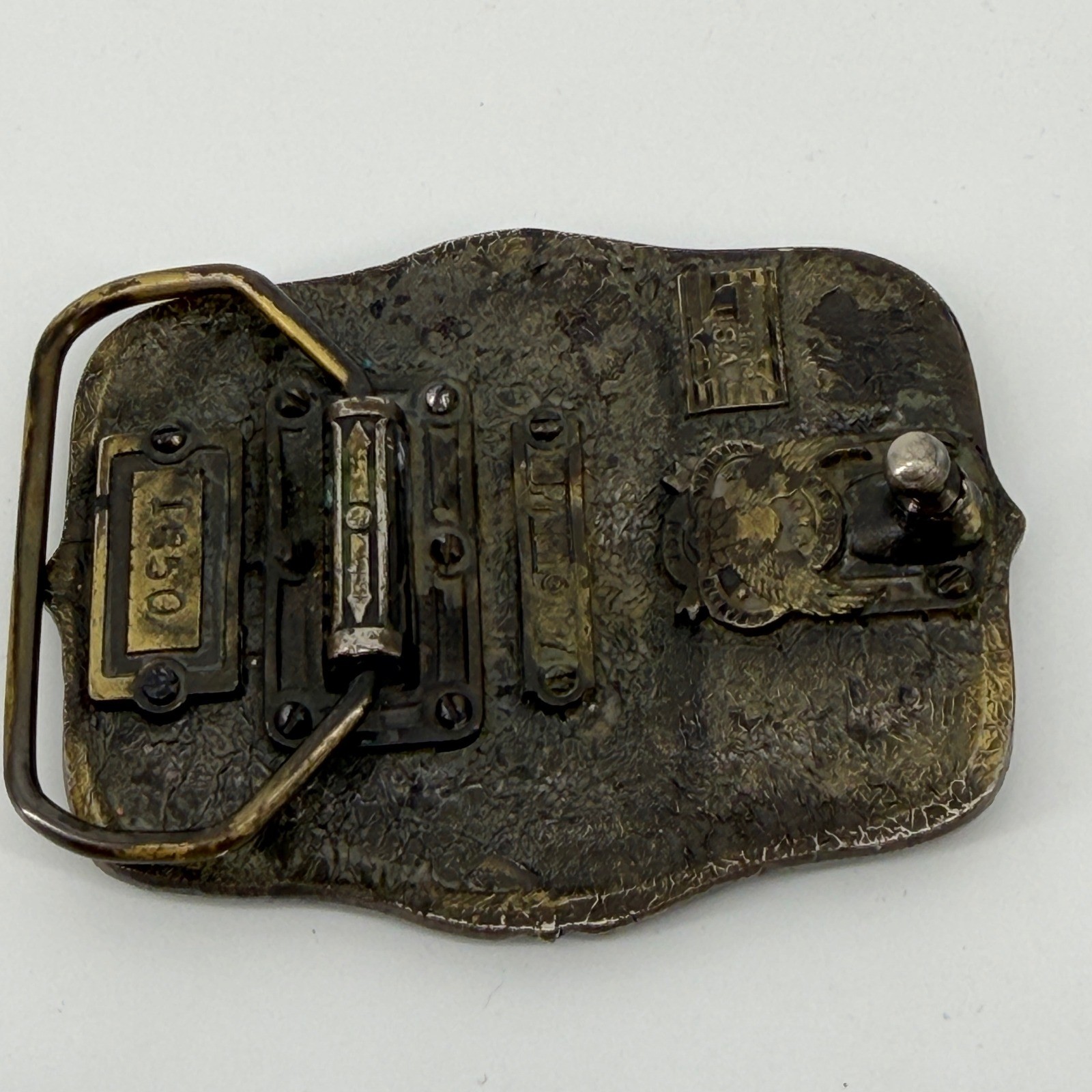 Vintage The Great American Buckle Co Belt Buckle Green Ducks Vintage 1987 Brass