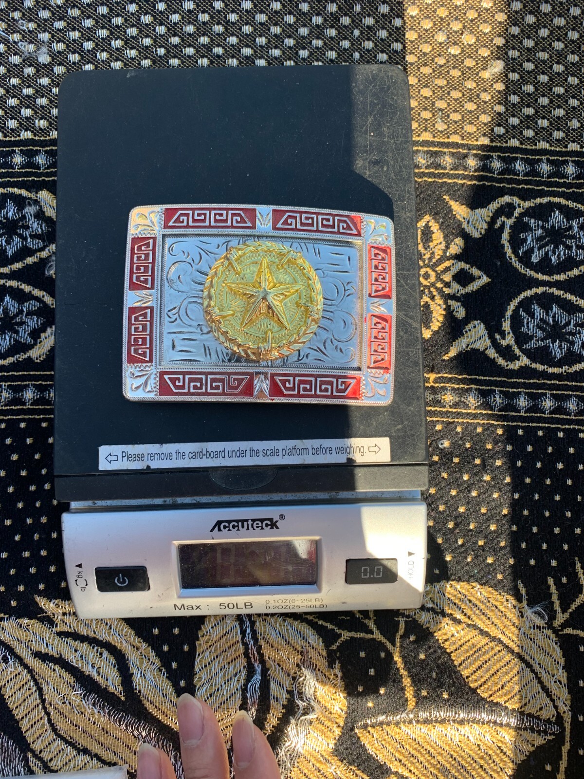 Western Buckle Gold Red Silver Texas Lone Star Cowboy 2 » Buckle Hebilla Vaquero