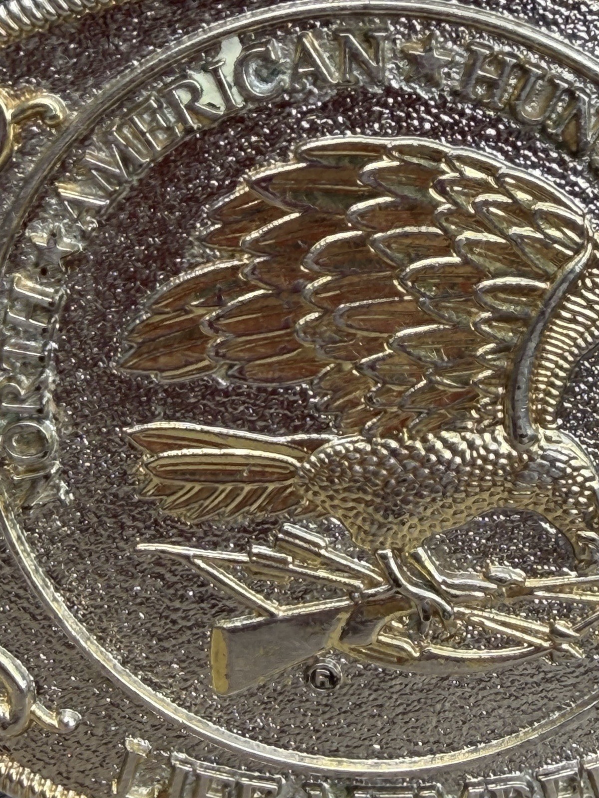 Vtg North American Hunting Club Wings of Gold Brass Belt Buckle Life Member READ