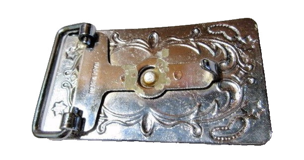 Cow Steer Head Vintage Gold and Silver Tone Etched Brass Belt Buckle Small