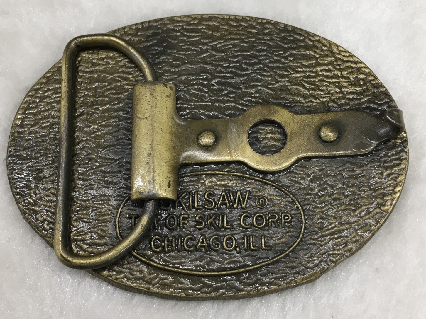Vintage Skilsaw Brass Belt Buckle, 3.25” X 2.5”, Preowned, 1970’s.