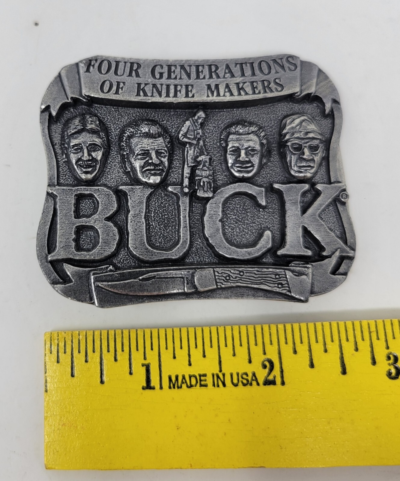 Belt Buckle Buck Knives Pewter Four Generations Smoky Mountain Knife Works